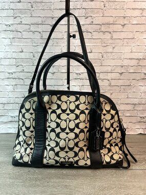 Coach Bleecker Preston Satchel handbag Light Beige Black F30160